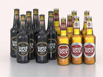 Assortment Of Super Bock Beer Bottles 3d model