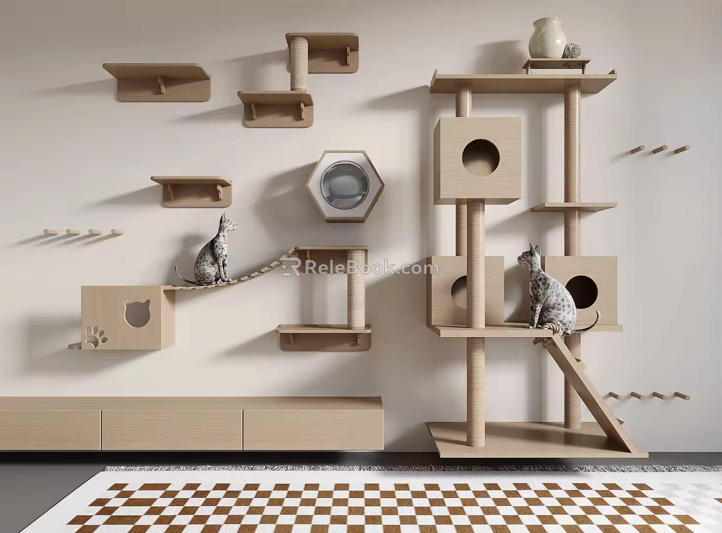 Modern cat climbing frame 3d model