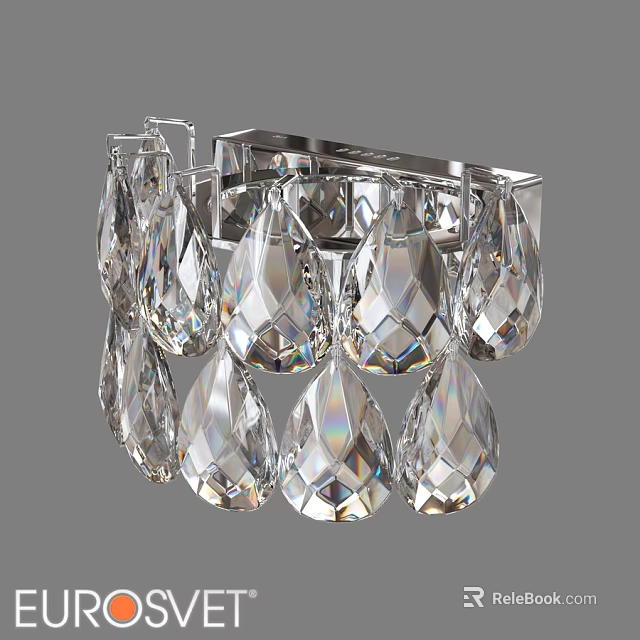 Modern Elegant Crystal Wall Lamp With Teardrop Pendants And Chrome Frame 3d model 