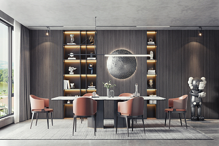 Modern Dining Table and Chair Combination 3d model