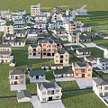 Rural Self Built Houses Aerial View With Various Architectural Designs And Green Community Layout