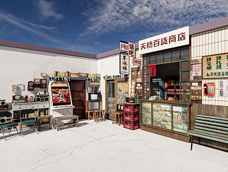 Chinese 80 s retro nostalgic street 3d model