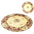 Elegant Round Rug With Floral Pattern Red And Beige Decorative Border Design 3d model