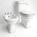 Modern Toilet And Bidet Design With Black Tiled Wall And Marble Floor