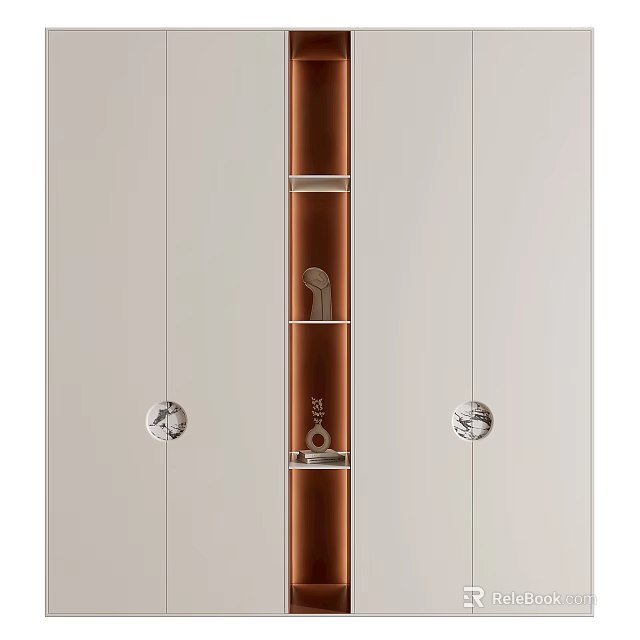 Modern Brown Wardrobe Interior With Glass Door And Metal Handle Storage Design 3d model 