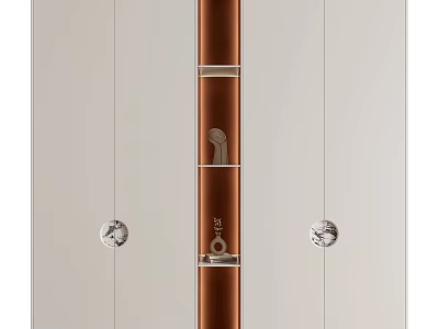 Modern Brown Wardrobe Interior With Glass Door And Metal Handle Storage Design 3d model