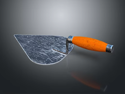Heavy Duty Construction Trowel Featuring Orange Handle And Metal Blade 3d model