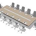 Modern Conference Table and Chair Conference Table and Chair Combination 3d model