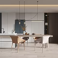 Modern Dining Table and Chair Combination Bar 3d model