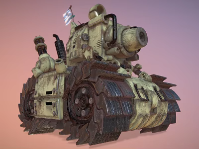 Vintage Military Vehicle Tank Design With Tracks Cannon Flag And Mechanical Details 3d model