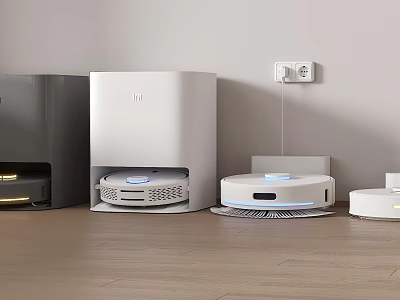 Smart Machines Featuring Robotic Vacuum Cleaners With Charging Stations And Modern Design 3d model