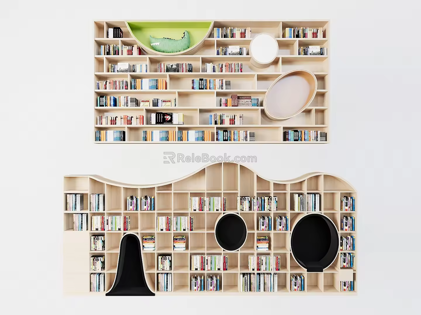 Modern Library Bookcase Bookshelf Reading Room Bookcase Shaped Bookcase Shaped Bookcase Showcase Decorative Cabinet Booklet 3d model