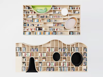 Modern Library Bookcase Bookshelf Reading Room Bookcase Shaped Bookcase Shaped Bookcase Showcase Decorative Cabinet Booklet 3d model