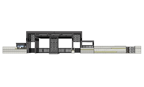 New Chinese-style Gate Entrance 3d model