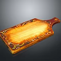 Ornate Wooden Cutting Board With Decorative Patterns And Smooth Wood Grain