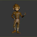 Cartoon Style Monkey Character In Yellow Outfit With Hat And Pointing Gesture