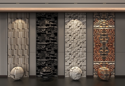 Cultural stone rubble background wall 3d model