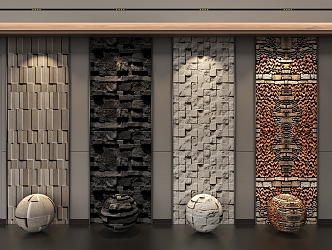 Cultural stone rubble background wall 3d model