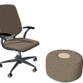 Brown Woven Office Chair With Armrests Wheels And Matching Ottoman