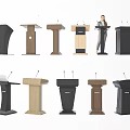 Various Modern Podiums With Different Design Styles And Materials 3d model