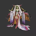 Anime Style Female Character With Horns Long Flowing Robe And Red Boots