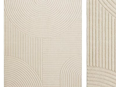 Square Rug With Geometric Circular Patterns And Neutral Beige Textured Design 3d model