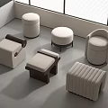 Modern Stylish Stools With Various Designs Upholstered Seats And Wooden Legs