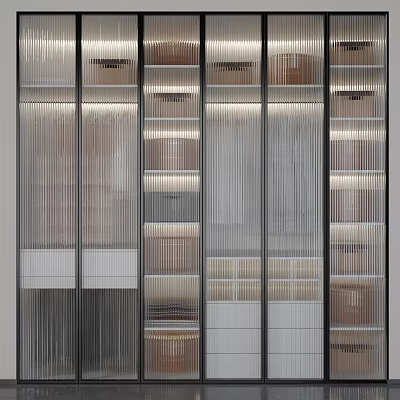 Modern Wardrobe Design With Glass Doors LED Lighting Multiple Drawers And Organized Storage Shelves 3d model