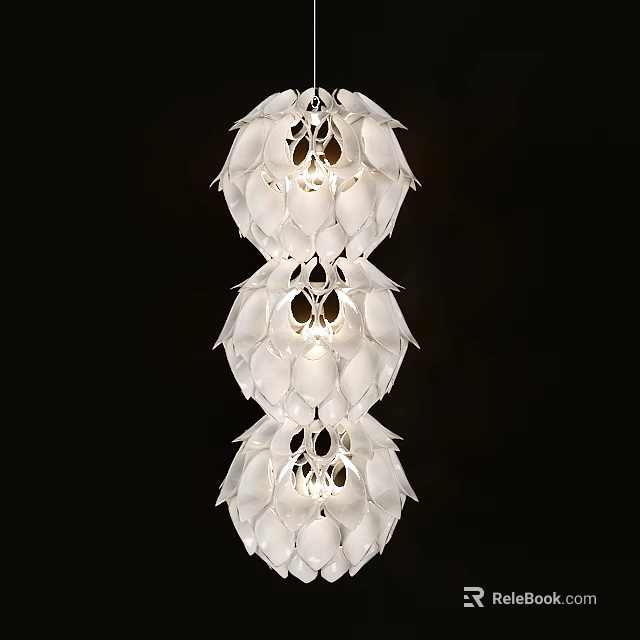 Modern White Layered Petal Shaped Unique Pendant Light Decor 3d model