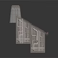 Traditional Architectural Building Model With Shingled Roof Two Chimneys And Windows