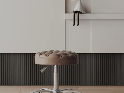 Brown Tufted Office Chair With Metal Base And Wheels Modern Sleek Interior Design 3d model