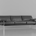 Modern Gray Leather Multi Person Sofa With Metal Frame And Simple Design 3d model