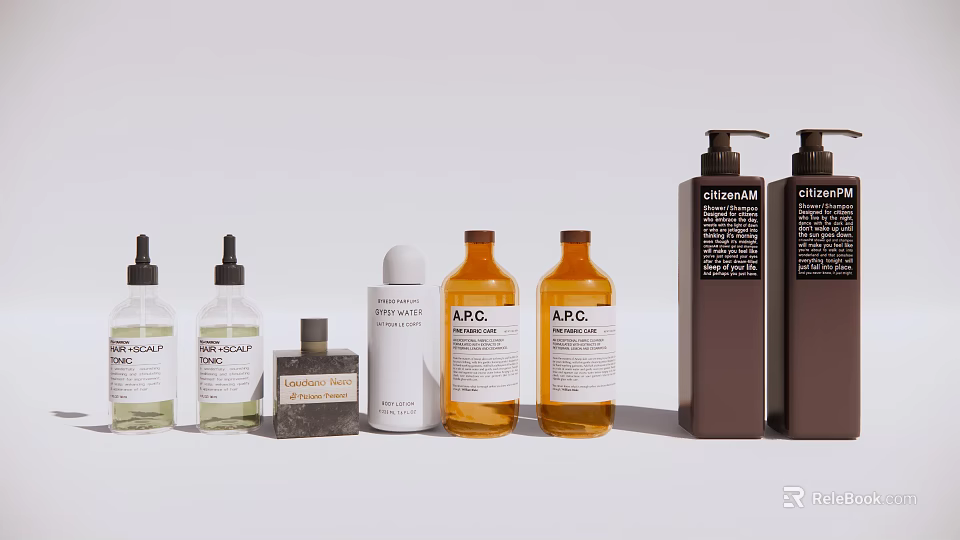 Essential Modern Bathroom Accessories With Dispensers Bottles And Containers 3d model