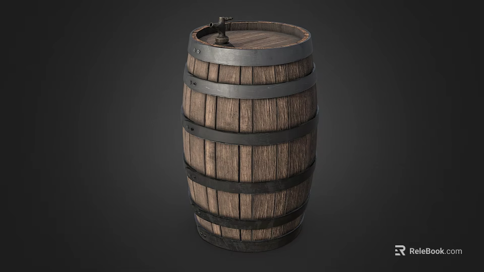 Vintage Wooden Wine Rack With Barrel Design And Metal Hoops For Home Decor 3d model 