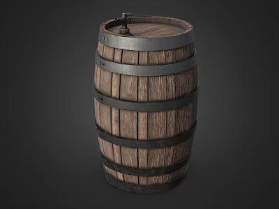 Vintage Wooden Wine Rack With Barrel Design And Metal Hoops For Home Decor 3d model