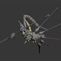 Game Movie Character With Metallic Armor Spear Weapon And Dark Background Design