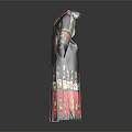 Traditional Ethnic Costume With Black Fabric Colorful Embroidery On Cuffs And Red Black Patterned Hem