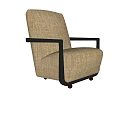 Modern Single Seater Sofa With Beige Fabric And Black Armrests Frame 3d model