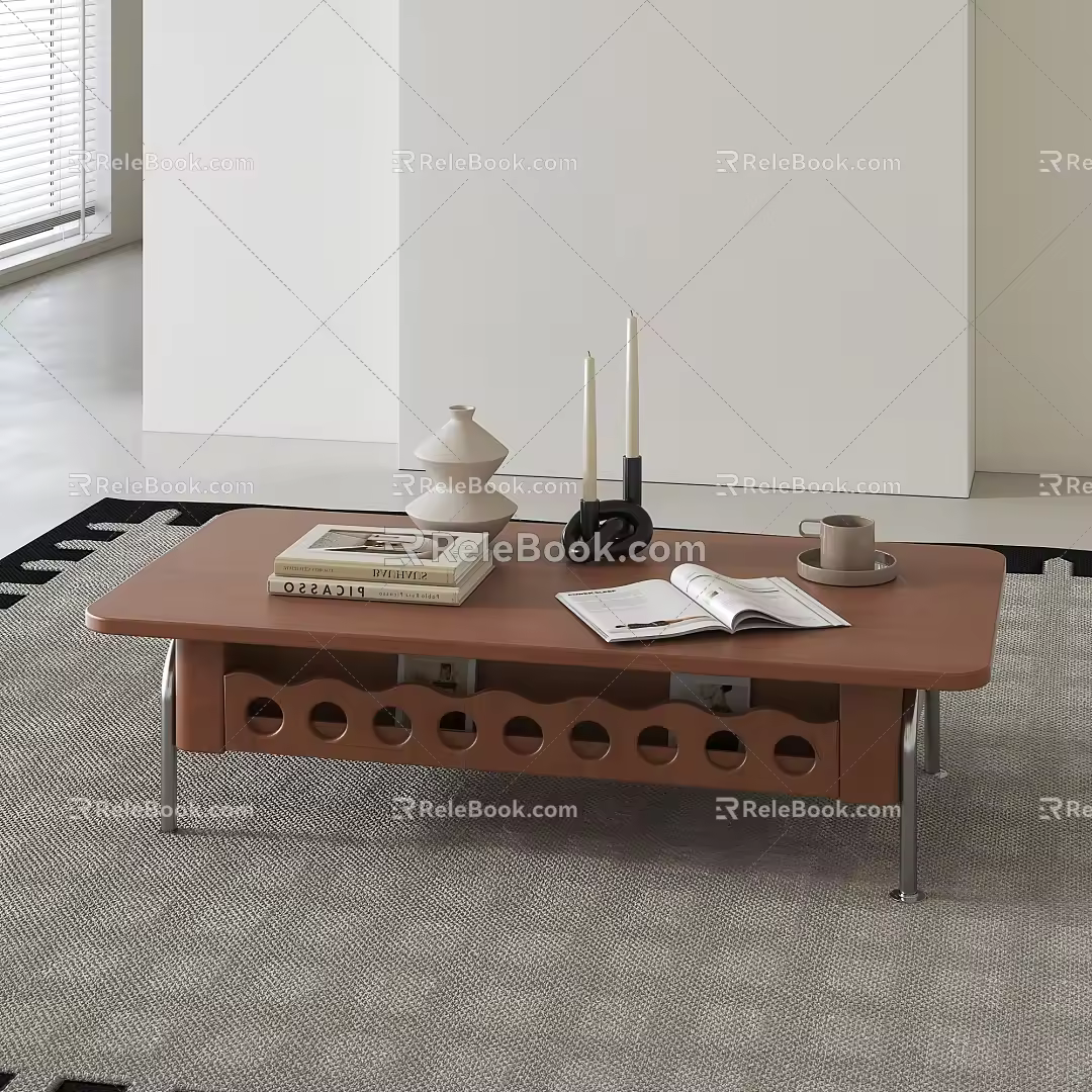 Middle Ancient Solid Wood Coffee Table 3d model