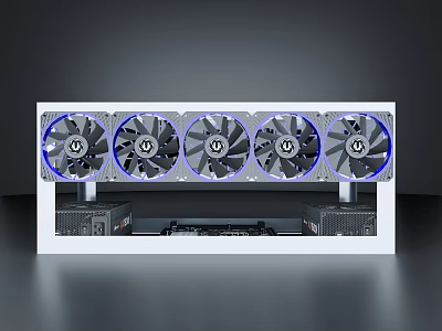 Modern Entertainment Electronics With Five Blue Lighting Fans And White Cooling Frame Design 3d model