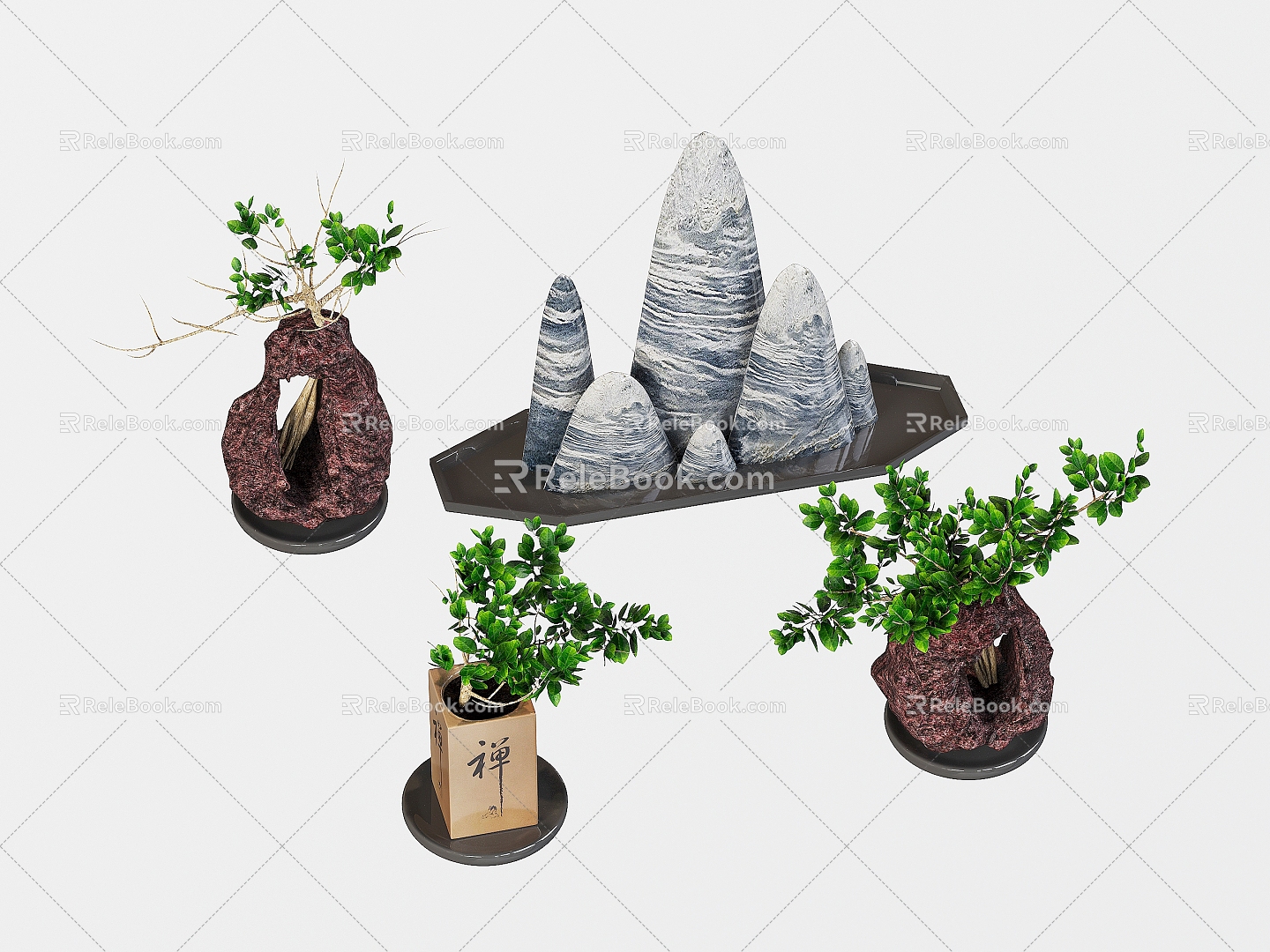 Desktop Ornaments Artwork Decorative Ornaments Bonsai Mountain Stone model