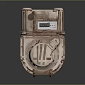 Old Rusty Gas Meter Featuring Analog Dial And Metal Casing Design