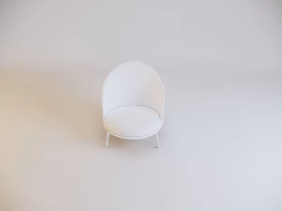 White Rounded Backrest Circular Seat Leisure Chair with Slim Legs in Light Background 3d model