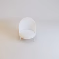 White Rounded Backrest Circular Seat Leisure Chair with Slim Legs in Light Background