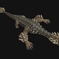 Mythical Fantasy Beast Game Character With Spiked Back Armored Scales And Claws