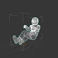 Detailed White 3D Game Movie Character With Helmet in Floating Pose