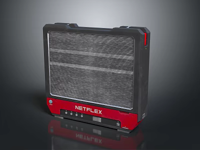NETFLIX Red And Black Speaker Device With Grille Design And Control Buttons 3d model