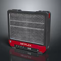 NETFLIX Red And Black Speaker Device With Grille Design And Control Buttons