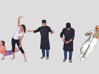 Diverse Group of People Performing Different Activities Such As Exercising Cooking And Working 3d model