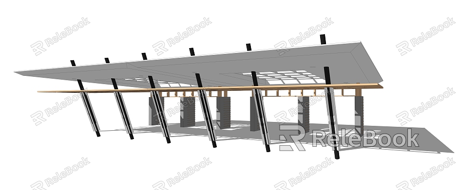 Now the outdoor landscape corridor structure 3d model 